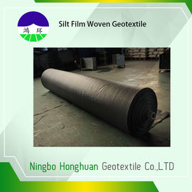Grab Tensile Geotextile Fabric For Roads , Black 136g Woven Polyethylene Fabric